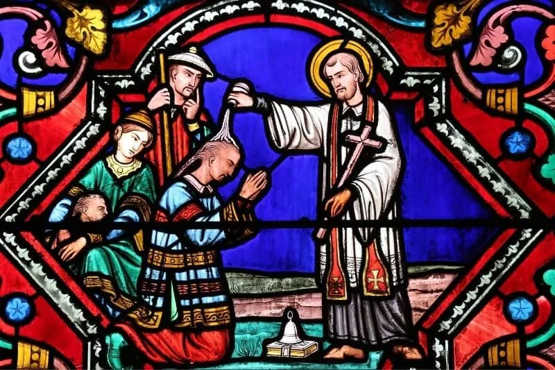 Saint François Xavier baptise un asiatique