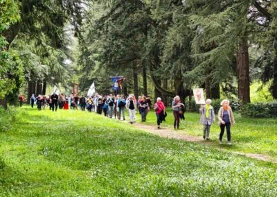 L'arrivée des pélerins dans une forêt de pins