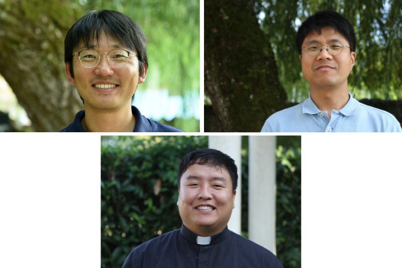 De gauche à droite et de haut en bas : Père André CHOI, Père Etienne CHO et Père Jean YANG