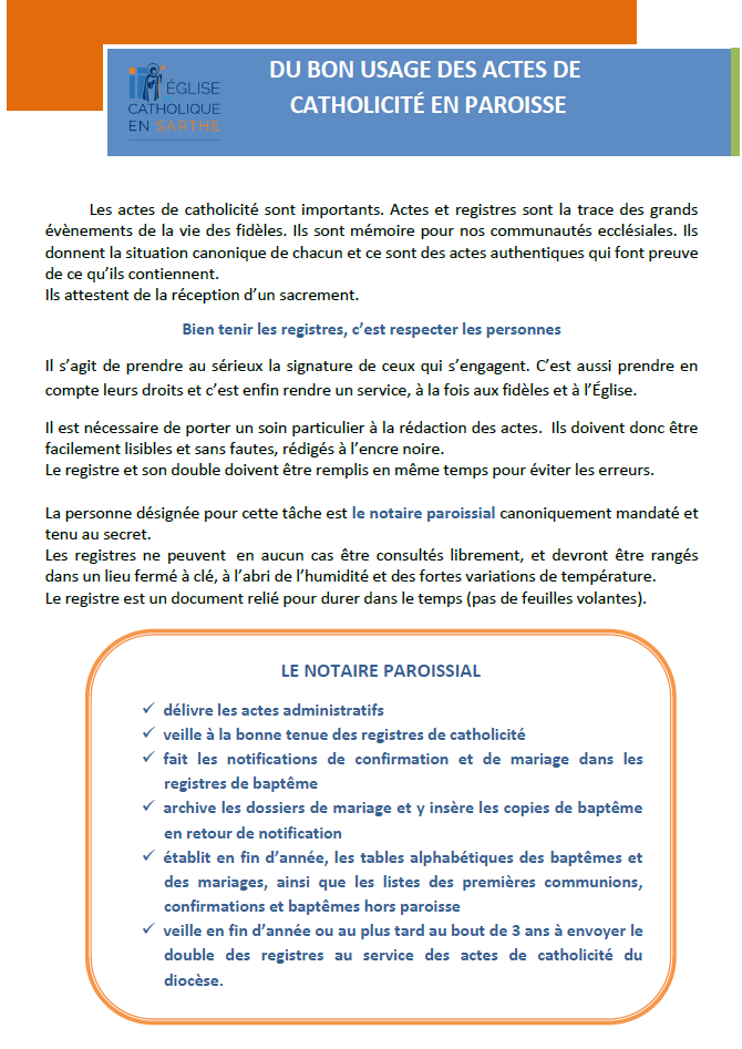 Bon usage actes catholicité