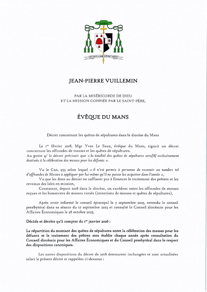 Decret quetes sépultures