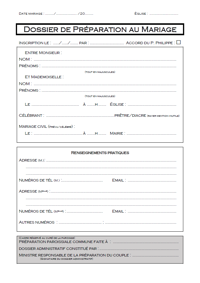 Dossier préparation mariage