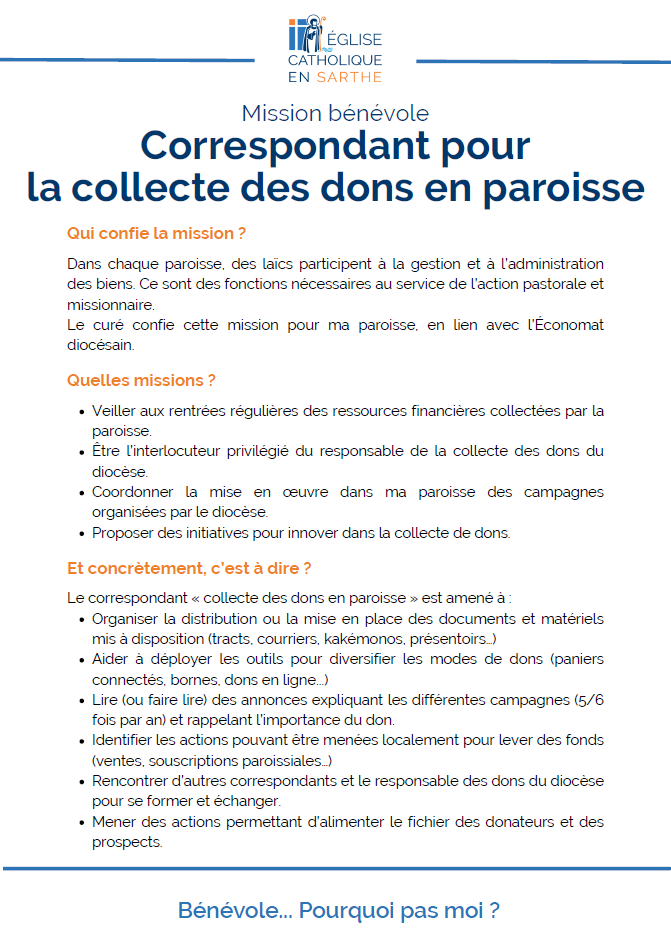 Fiche mission correspondant collecte dons paroisse