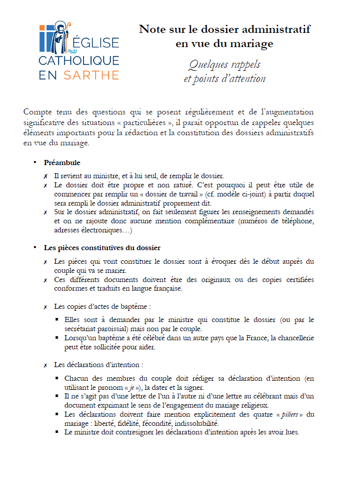 Notes dossier mariage 1