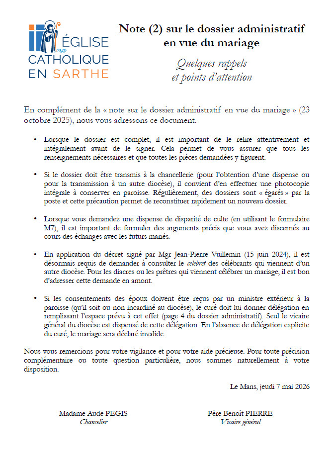 Notes dossier mariage 2
