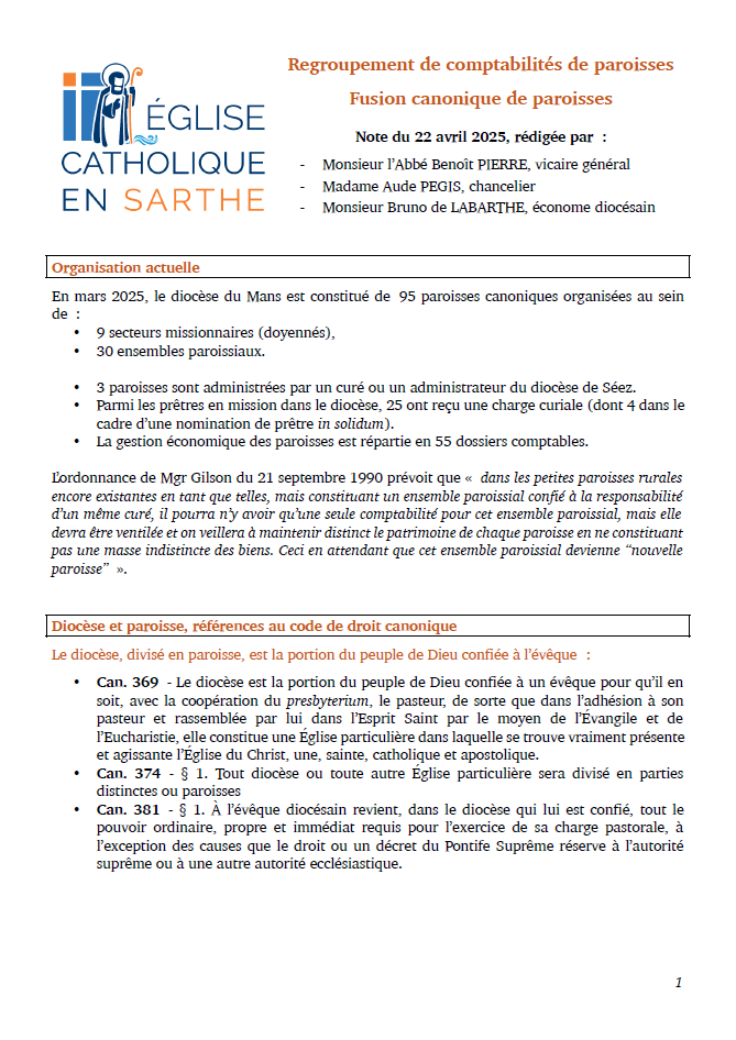 Regroupement fusion compta paroisses